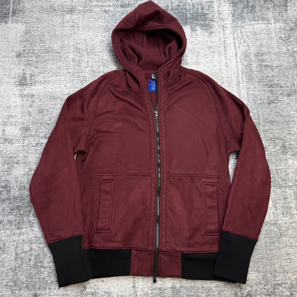 EFM Donrad Duncan Jacket Adult Medium Maroon Faux Suede‎ Bomber Hoodie Zip Up